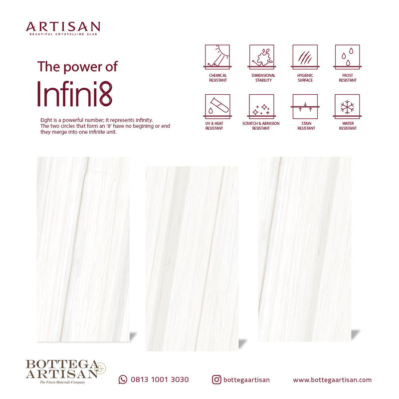Granit Lamina Slab Artisan Bianco Lasa Lustrous 120X240 9mm