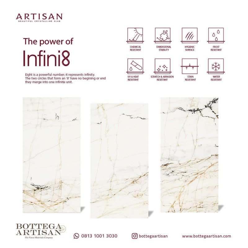 Granit Lamina Slab Artisan Afyon White Lustrous 240X120 cm , 9mm