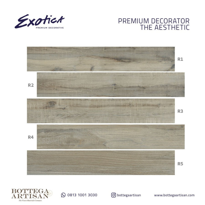 Keramik Ubin Kayu Exotica Wood Autumn Olive 20x120 cm