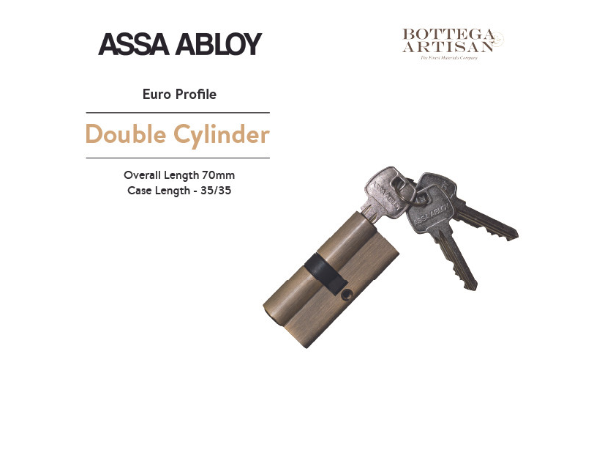 Assa Abloy AADC35/35SNKD-AB Euro Profile Double Cylinder Overall Length - 70mm Case Length - 35/35 Antique Brass
