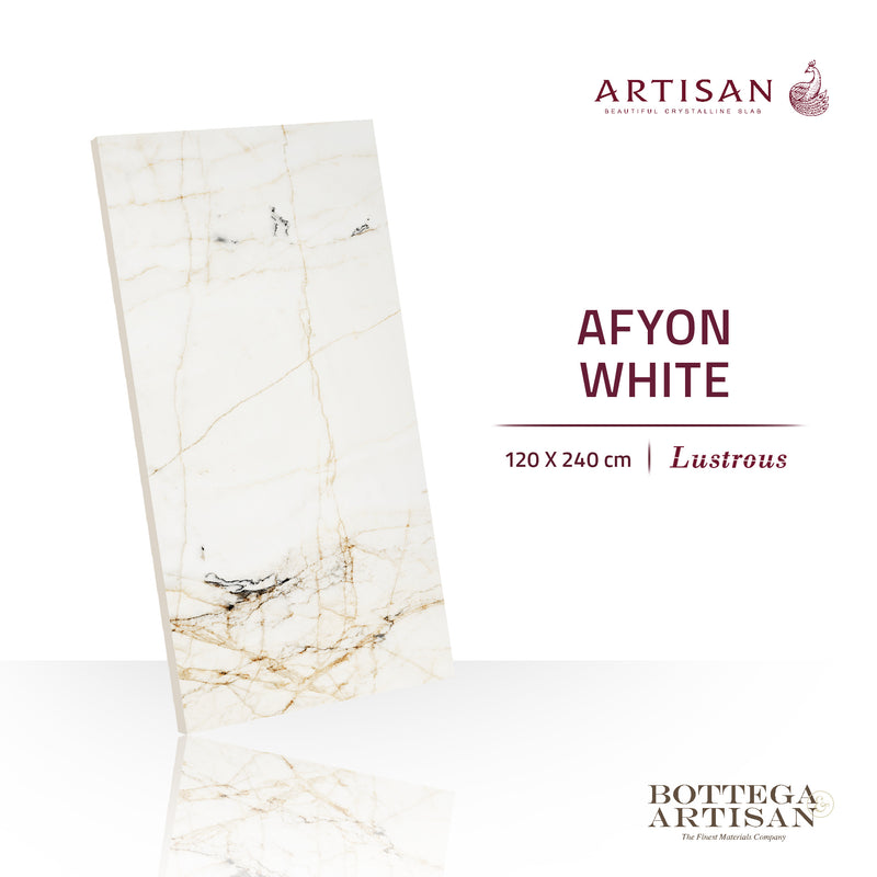 Granit Lamina Slab Artisan Afyon White Lustrous 240X120 cm , 9mm