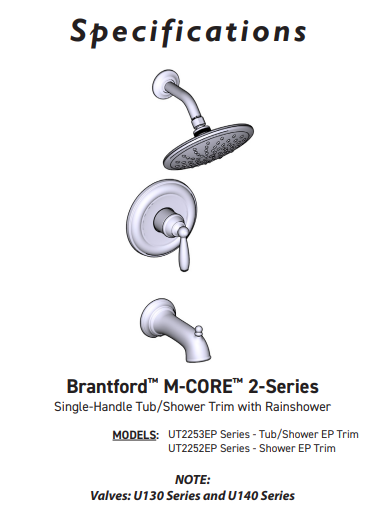 Tub/Shower MOEN Brantford Oil Rubbed Bronze M-CORE 2-Series RS UT2253EPORB