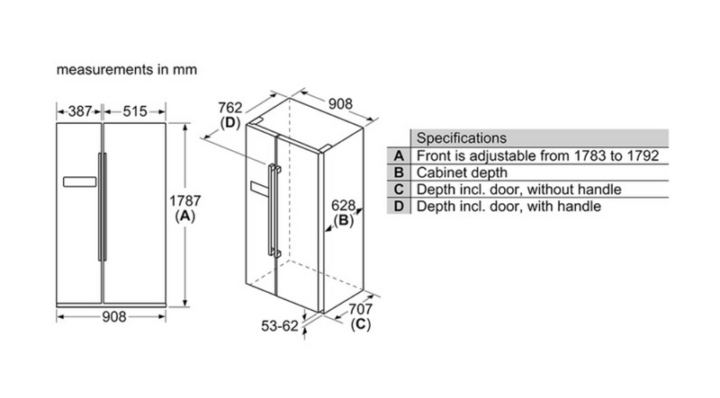 BOSCH KAN93VIFP Series 4 American side by side 178.7 x 90.8 cm Stainless steel (with anti-fingerprint)