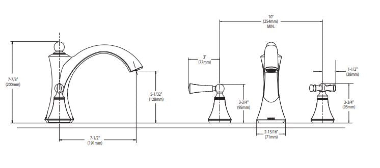 Tub Faucet Wynford Polished Nickel Two-Handle Non-Diverter Roman T653NL