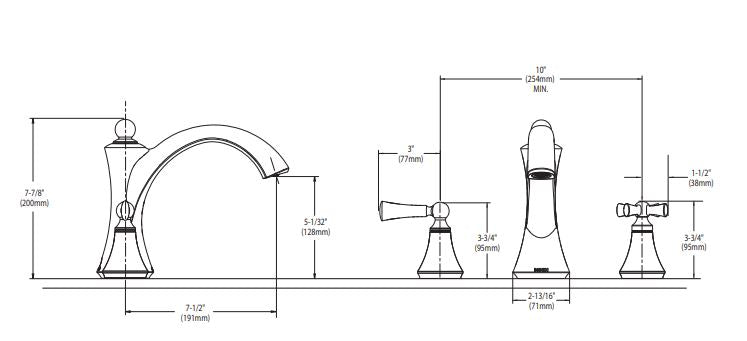 Tub Faucet MOEN Wynford Polished Nickel Two-Handle Non-Diverter Roman T657NL