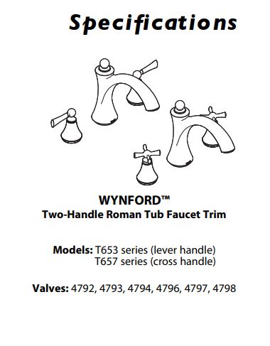 Tub Faucet MOEN Wynford Polished Nickel Two-Handle Non-Diverter Roman T657NL