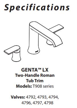 Tub Faucet MOEN Genta LX Matte Black Two-Handle Low Arc Roman T908BL