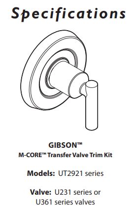 M-CORE Transfer Vertical MOEN Spa Gibson Brushed Nickel UT2921BN