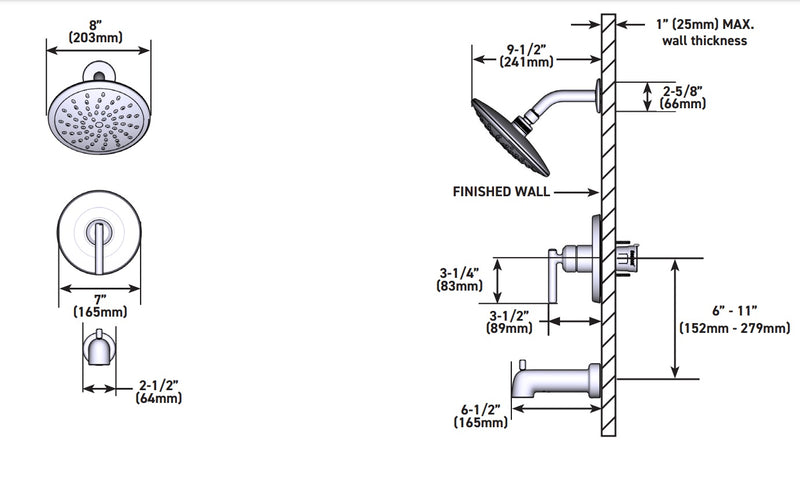 Shower Only MOEN Gibson Brushed Nickel M-CORE 2-Series RS UT3002EPBN
