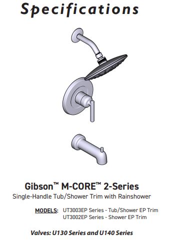 Shower Only MOEN Gibson Brushed Nickel M-CORE 2-Series RS UT3002EPBN