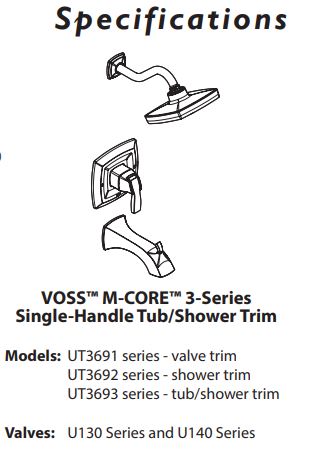 Shower Only MOEN Voss Brushed Gold M-CORE 3-Series UT3692EPBG