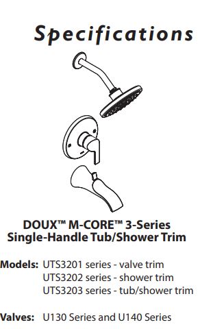 M-CORE 3-Series Tub/Shower Doux Matte Black UTS3203BL