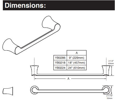 Bath Accessories MOEN Doux 24" Towel Bar Matte Black YB0224BL