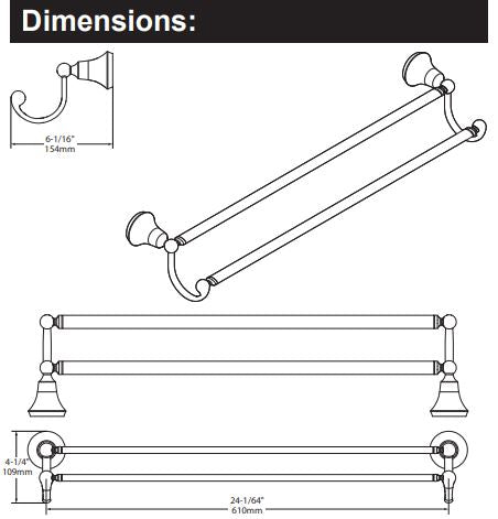 Bath Accessories Wynford Polished Nickel 24" Double Towel Bar YB5222NL