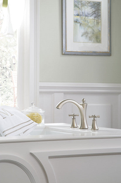Tub Faucet MOEN Wynford Polished Nickel Two-Handle Non-Diverter Roman T657NL