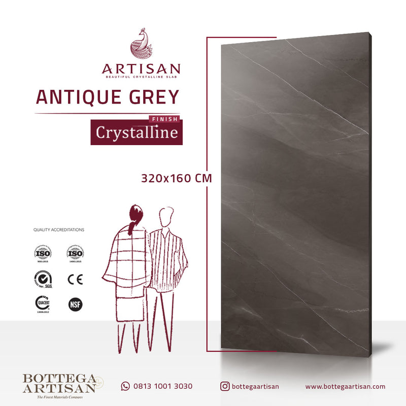 Granit Lamina Slab Artisan Antique Grey Crystalline 320X160 cm, 9mm