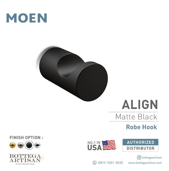 Bath Accessories MOEN Align Robe Hook Matte Black YB0403BL