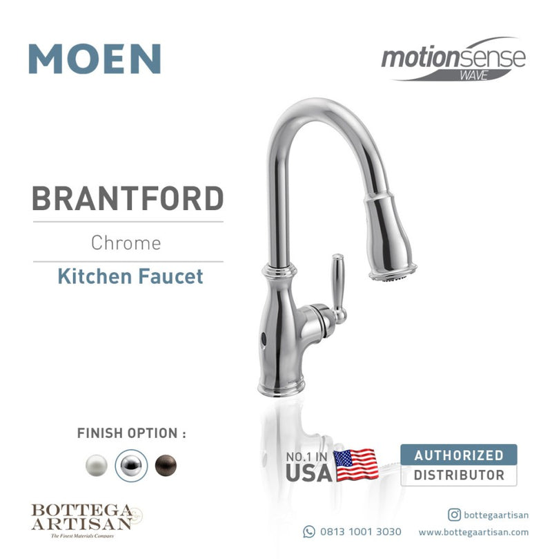 Brantford Chrome One-Handle High Arc Pulldown Kitchen Faucet 7185EC