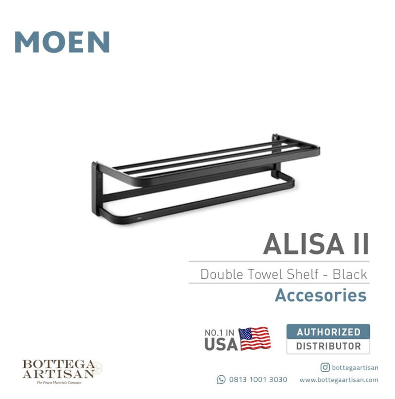 Bathroom Accessories MOEN Alisa II Black Double Towel Shelf