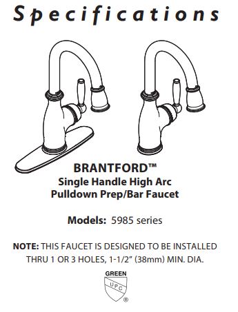 Brantford Oil Rubbed Bronze One-Handle High Arc Pulldown Bar Faucet 5985ORB