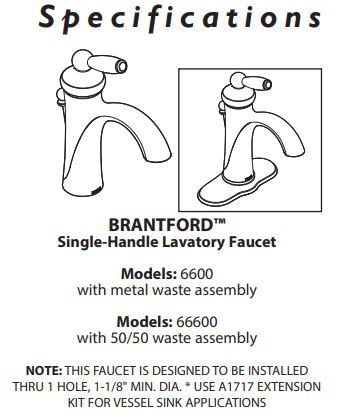 MOEN Brantford One Handle Faucet Oil Rubbed Bronze 6600ORB