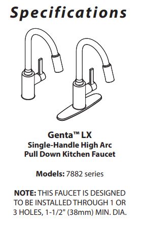 Kitchen Faucet MOEN Genta Matte Black One-Handle High Arc 7882BL