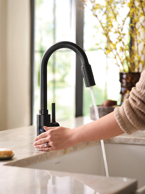 Kitchen Faucet MOEN Genta LX Matte Black One-Handle High Arc Pulldown 7882EWBL