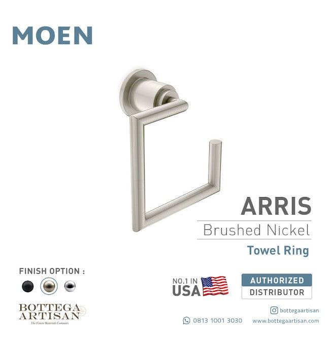 Bath Accessories MOEN Arris Towel Ring Brushed Nickel YB0886BN