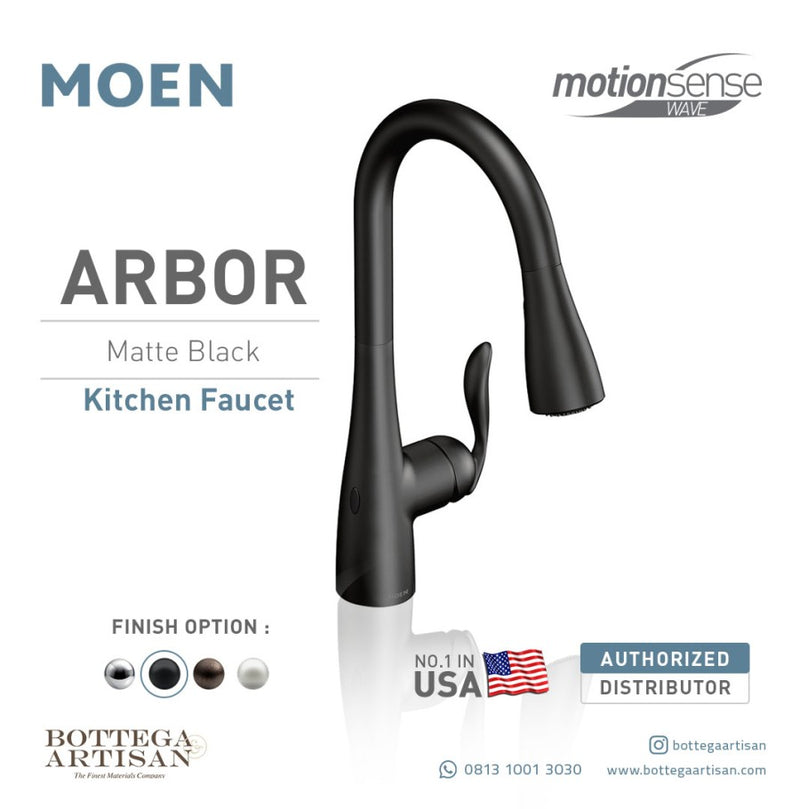 Arbor MotionSense Wave One-Handle High Arc Pulldown Kitchen Matte Black Faucet 7594EWBL