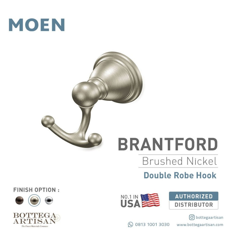 Bath Accessories MOEN Brantford Double Robe Hook Brushed Nickel