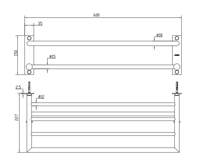 MOEN ACC1901 Towel shelf 55cm Polished stainless