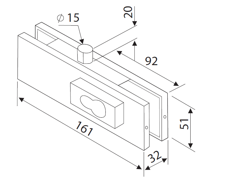 ASSA ABLOY ACL-010 CORNER LOCK SUITS EURO PROFILE CYLINDER - C4 KEYING SATIN NICKEL