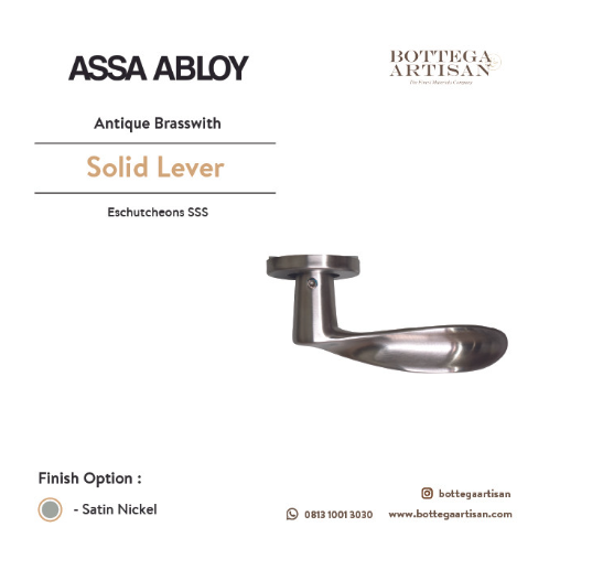 Assa Abloy ASL-020 Solid Lever On Antique Brass With Escutcheons Satin Nickel