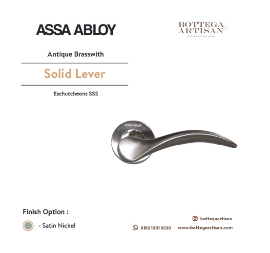 Assa Abloy ASL-020 Solid Lever On Antique Brass With Escutcheons Satin Nickel