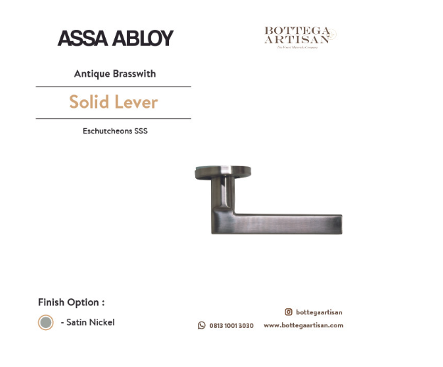 Assa Abloy ASL-040 Solid Lever On Antique Brasswith Escutcheons Satin Nickel