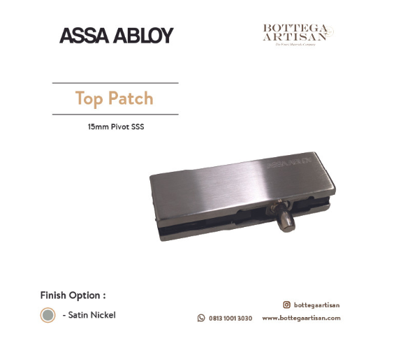 Assa Abloy Glass ATPO-030 Top Patch With 15mm Pivot Satin Nickel