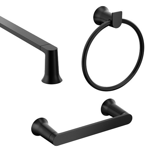 Bath Accessories Genta Matte Black Paper Holder Towel Bar Towel Ring BH3633BL