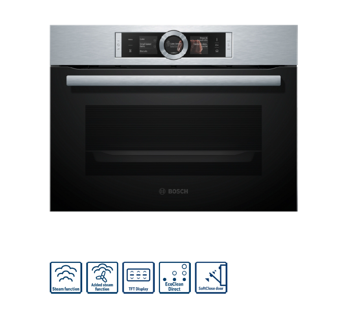 BOCH CSG656RS2 Series 8 Built-in compact oven with steam function 60 x 45 cm Stainless steel