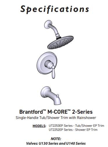 Moen outlet UT2253EP Brantford M-CORE 2-Series 1-Handle Tub and Shower Trim