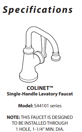 Bathroom Faucet MOEN Colinet One Handle Faucet Matte Black S44101BL