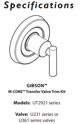 M-CORE Transfer Vertical MOEN Spa Gibson Brushed Nickel UT2921BN