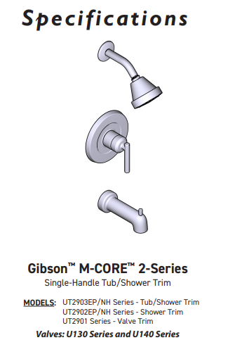 Tub/Shower MOEN Gibson Brushed Nickel M-CORE 2-Series UT2903EPBN