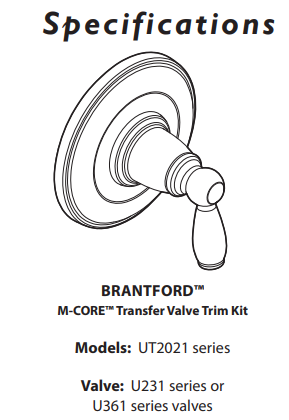 M-CORE Transfer M-CORE Transfer Valve Trim MOEN Brantford Oil Rubbed Bronze UT2021ORB