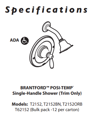 Shower MOEN Brantford Posi-Temp Shower Oil Rubbed Bronze T2152ORB