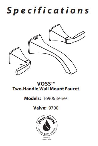 Bathroom Faucet MOEN Voss Brushed Gold Two-Handle Wall Mount T6906BG