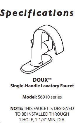 Bathroom Faucet MOEN Doux One Handle Faucet Matte Black S6910BL