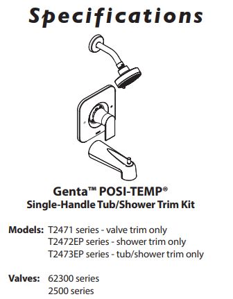 Tub/Shower - No Head MOEN Genta LX Matte Black Posi-Temp® T2473NHBL