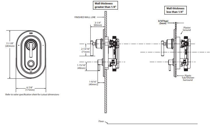 Gibson Brushed Nickel Posi-Temp® With Diverter Valve Trim T2900BN