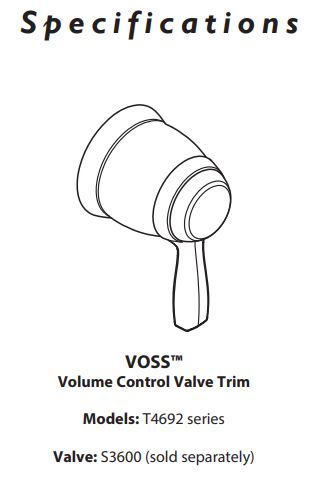 Volume Control Trim MOEN Voss Brushed Gold T4692BG