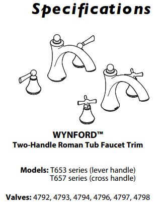 Tub Faucet Wynford Polished Nickel Two-Handle Non-Diverter Roman T653NL